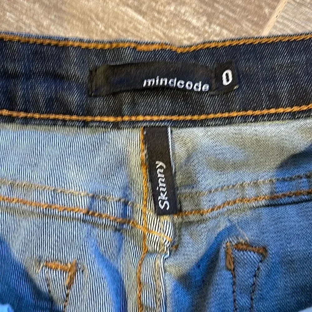 Mind Code ripped dark blue jeans size 0